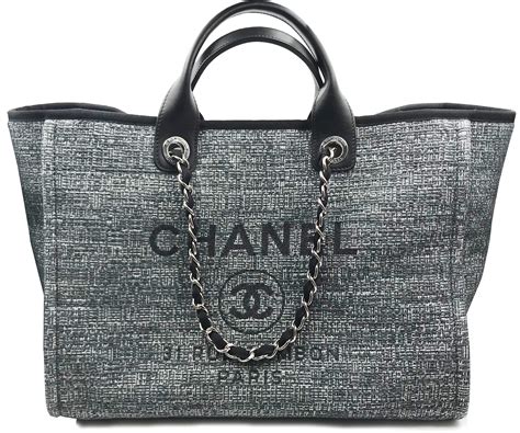 chanel black canvas tote|chanel large shopping tote.